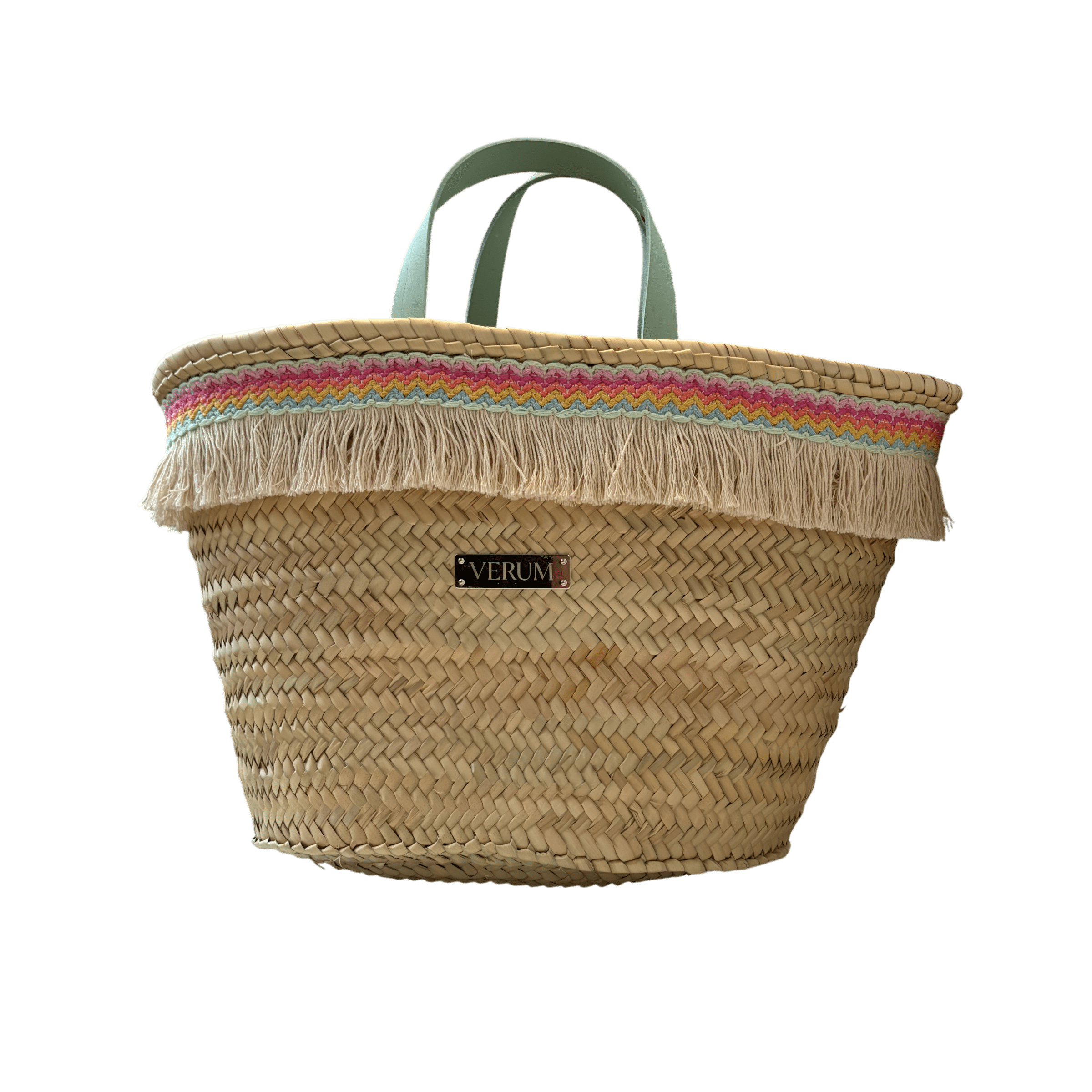 Capazo Verum Marina – Flecos Menta y Fucsia